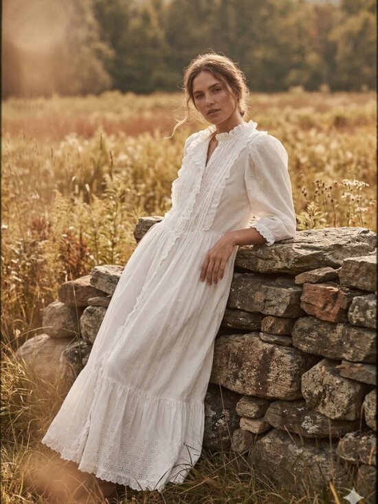 Doen Dresses & Skirts - *Sold*NWT DOEN Darby Dress in Powder | Size XL | Vintage-Inspired Eyelet